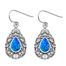 Load image into Gallery viewer, Sterling Silver With Blue Lab Opal Earrings