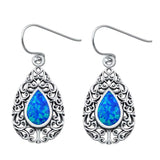 Sterling Silver With Blue Lab Opal Earrings