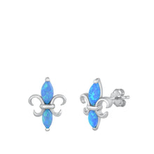 Load image into Gallery viewer, Sterling Silver Rhodim Plated Blue Lab Opal Stud Earrings - silverdepot