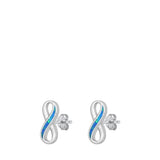 Sterling Silver Rhodium Plated Infinity Blue Lab Opal Earrings