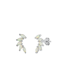 Load image into Gallery viewer, Sterling Silver Rhodium Plated White Lab Opal Earrings-13.2mm