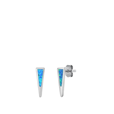 Sterling Silver Rhodium Plated Blue Lab Opal Earrings-12.4mm