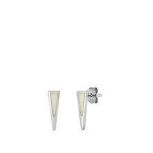 Load image into Gallery viewer, Sterling Silver Rhodium Plated White Lab Opal Earrings-12.4mm