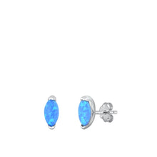 Load image into Gallery viewer, Sterling Silver Rhodium Plated Blue Lab Opal Earrings-5.5mm