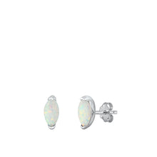 Load image into Gallery viewer, Sterling Silver Rhodium Plated White Lab Opal Earrings-5.5mm