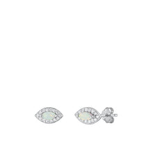 Load image into Gallery viewer, Sterling Silver Rhodium Plated Eye White Lab Opal Earrings