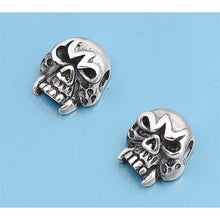 Load image into Gallery viewer, Sterling Silver Small Skull  Stud Earrings with Friction Back PostAnd Height 10MM