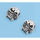 Sterling Silver Small Skull  Stud Earrings with Friction Back PostAnd Height 10MM