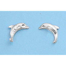 Load image into Gallery viewer, Sterling Silver Small Dolphin Stud Earrings with Friction Back PostAnd Height 8MM