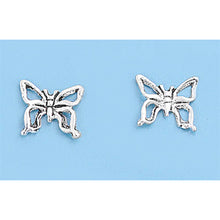 Load image into Gallery viewer, Sterling Silver Small Butterfly Stud Earrings with Friction Back PostAnd Height 6MM