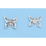 Sterling Silver Small Butterfly Stud Earrings with Friction Back PostAnd Height 6MM