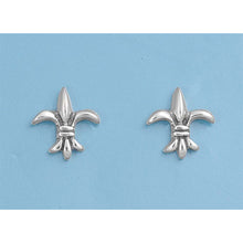 Load image into Gallery viewer, Sterling Silver Small Fleur De Lise Stud Earrings with Friction Back PostAnd Height 11MM