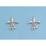 Sterling Silver Small Fleur De Lise Stud Earrings with Friction Back PostAnd Height 11MM