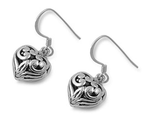 Sterling Silver Celtic Heart Shaped Plain EarringsAnd Earring Height 11 mm