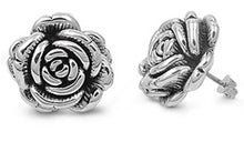 Load image into Gallery viewer, Sterling Silver Rose Shaped Plain EarringsAnd Earring Height 21 mm