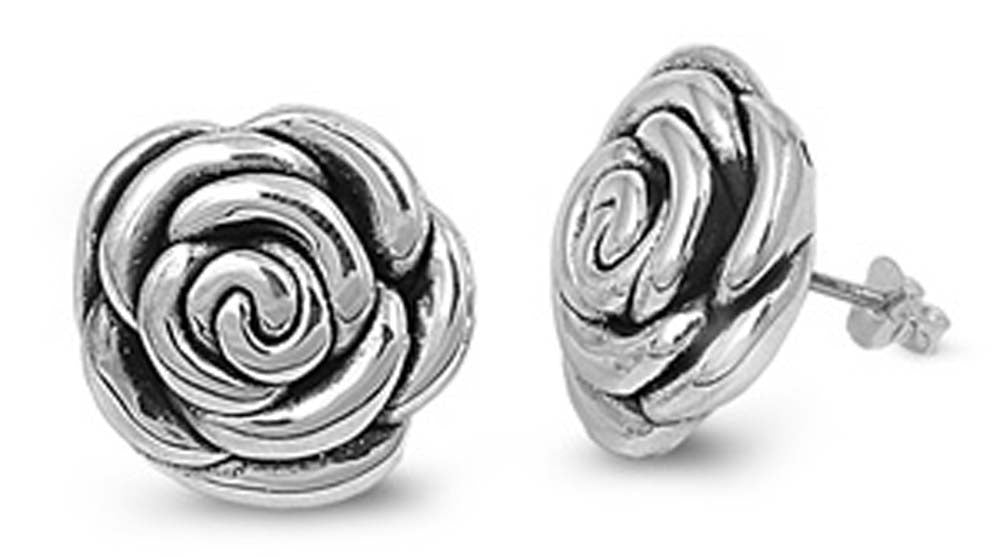 Sterling Silver Rose Shaped Plain EarringsAnd Earring Height 19 mm