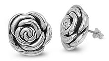 Load image into Gallery viewer, Sterling Silver Rose Shaped Plain EarringsAnd Earring Height 19 mm