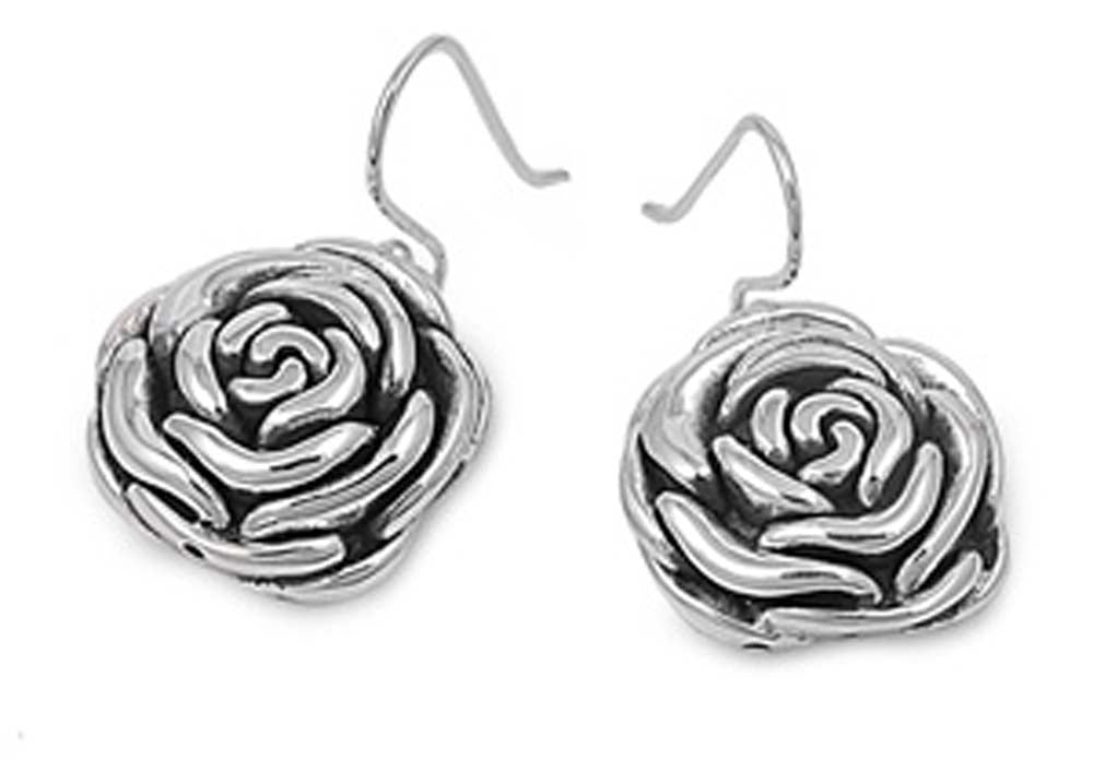 Sterling Silver Rose Shaped Plain EarringsAnd Earring Height 20 mm