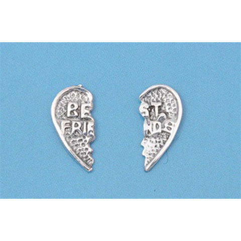 Sterling Silver Small Best Friend Stud Earrings with Friction Back PostAnd Height 10MM