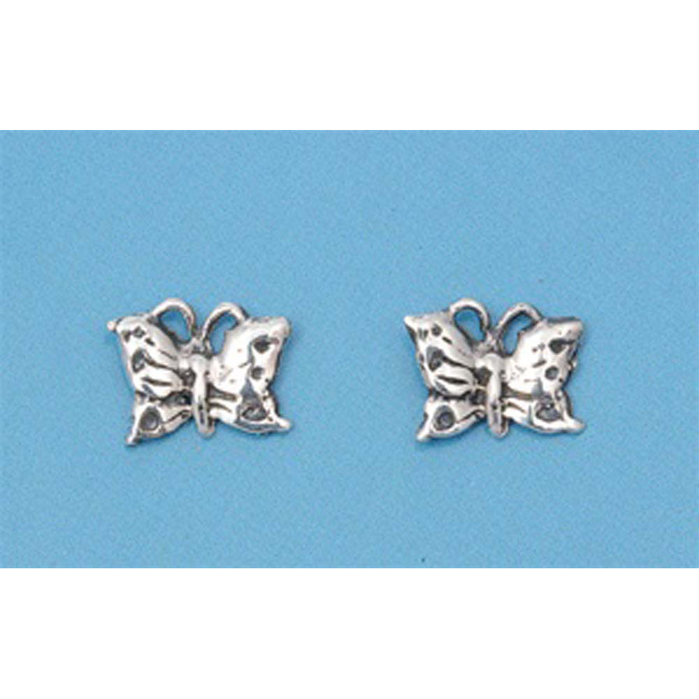 Sterling Silver Small Butterfly Stud Earrings with Friction Back PostAnd Height 6MM