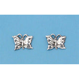 Sterling Silver Small Butterfly Stud Earrings with Friction Back PostAnd Height 6MM