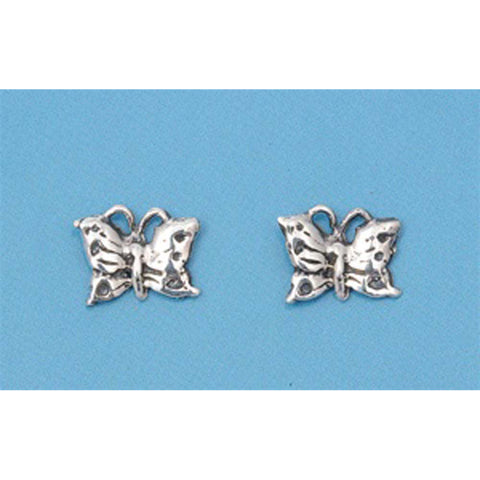 Sterling Silver Small Butterfly Stud Earrings with Friction Back PostAnd Height 6MM