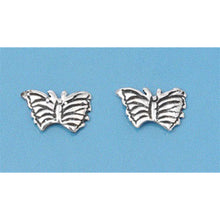Load image into Gallery viewer, Sterling Silver Small Butterfly Stud Earrings with Friction Back PostAnd Height 7MM