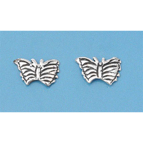 Sterling Silver Small Butterfly Stud Earrings with Friction Back PostAnd Height 7MM