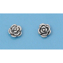 Load image into Gallery viewer, Sterling Silver Small Rose Stud Earrings with Friction Back PostAnd Height 5MM