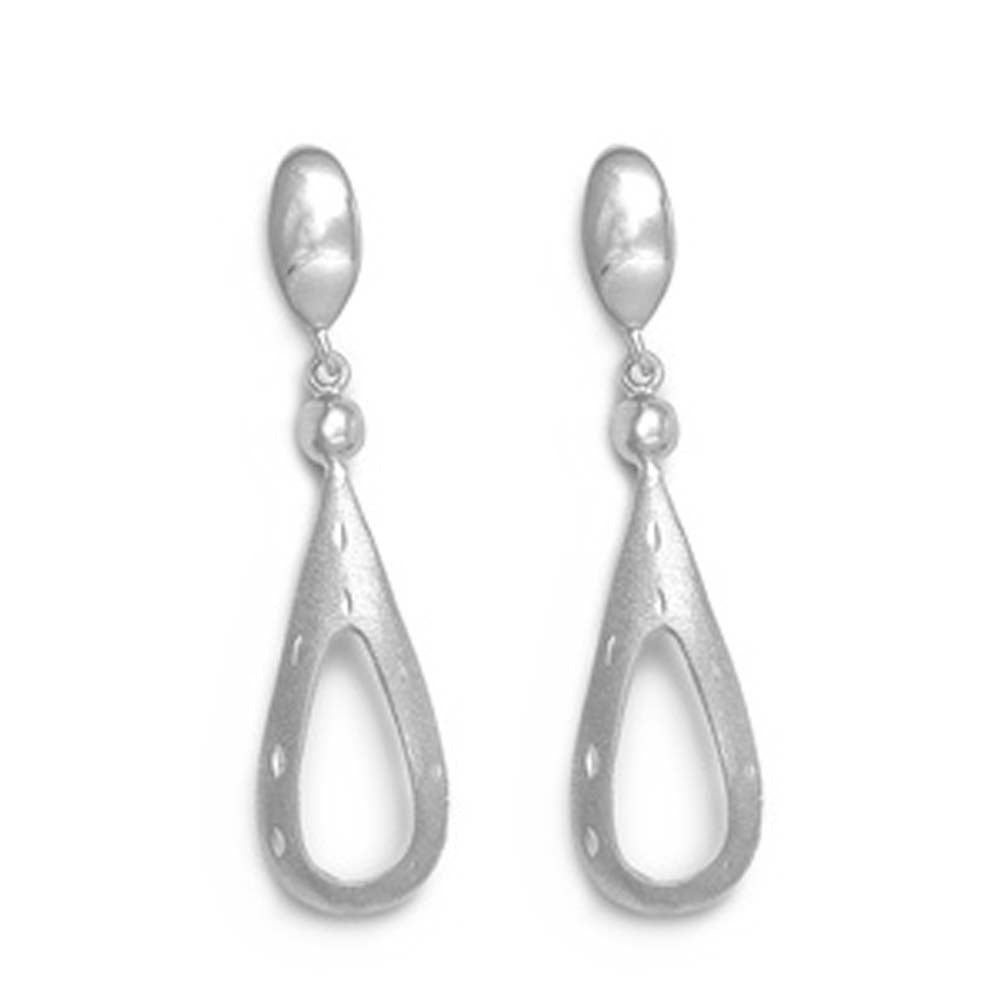 Sterling Silver Drop Dangle Pear Shaped Plain EarringsAnd Earring Height 48 mm