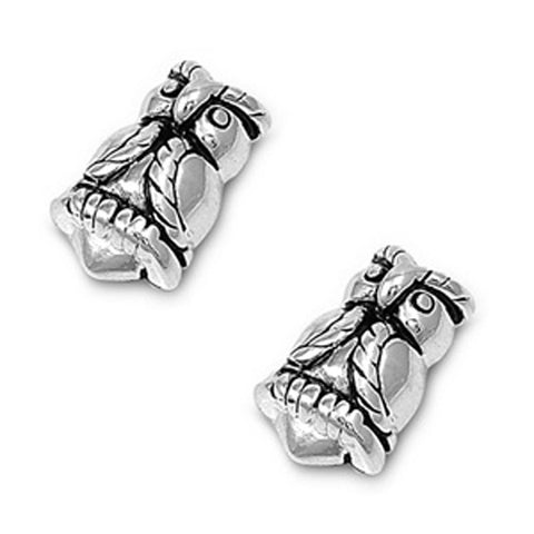 Sterling Silver Owl Shaped Plain EarringsAnd Earring Height 18 mm