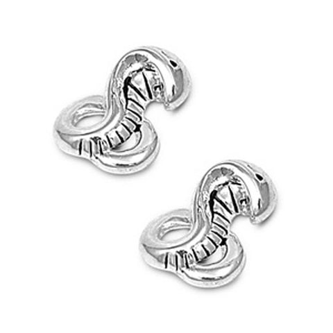 Sterling Silver Cobra Shaped Plain EarringsAnd Earring Height 10 mm