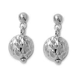 Sterling Silver Round Ball Shaped Plain EarringsAnd Earring Height 11 mm