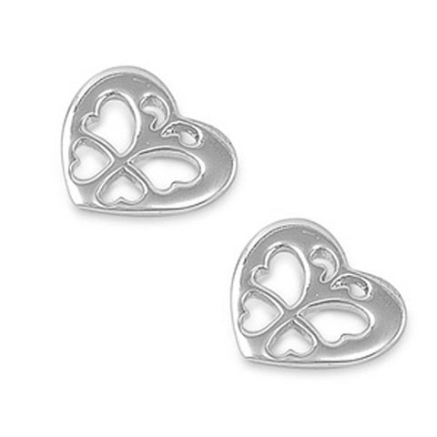 Sterling Silver Heart Shaped Plain EarringsAnd Earring Height 11 mm