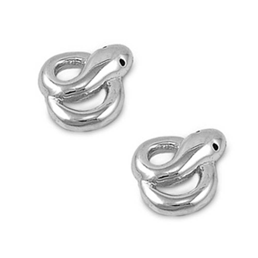 Sterling Silver Snake Shaped Plain EarringsAnd Earring Height 9 mm