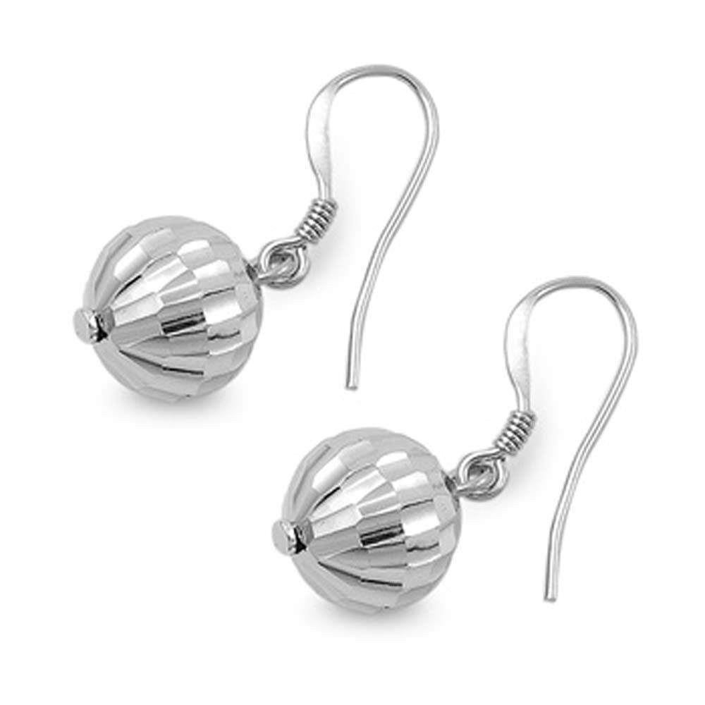 Sterling Silver Round Ball Shaped Plain EarringsAnd Earring Height 10 mm