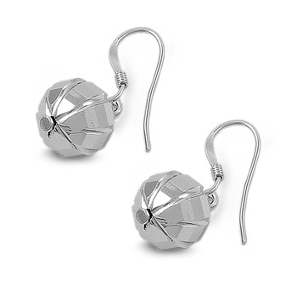 Sterling Silver Round Ball Shaped Plain EarringsAnd Earring Height 11 mm