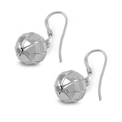 Sterling Silver Round Ball Shaped Plain EarringsAnd Earring Height 11 mm