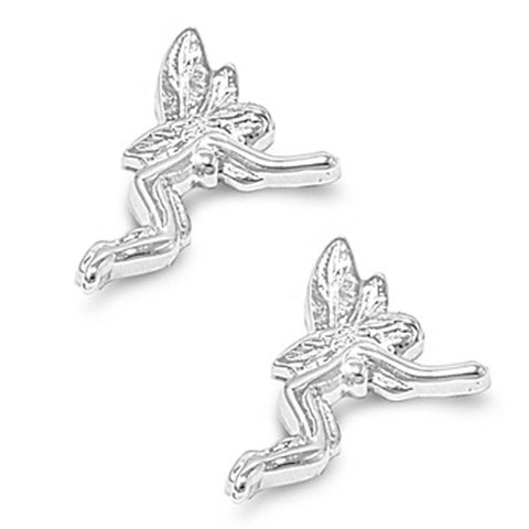 Sterling Silver Fairy Shaped Plain EarringsAnd Earring Height 13 mm