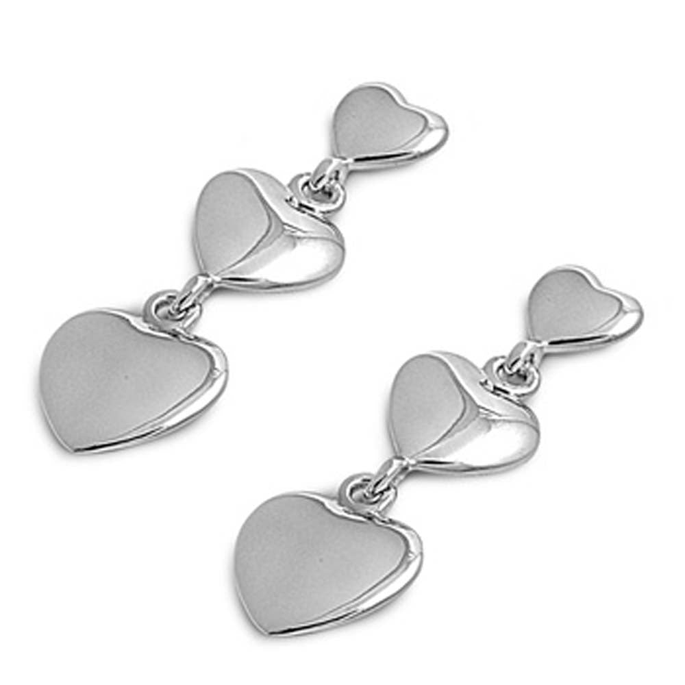 Sterling Silver Hearts Shaped Plain EarringsAnd Earring Height 30 mm