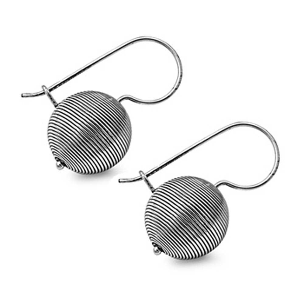 Sterling Silver Round Ball Shaped Plain EarringsAnd Earring Height 13 mm