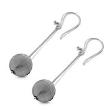 Sterling Silver Long Round Ball Shaped Plain EarringsAnd Earring Height 12 mm