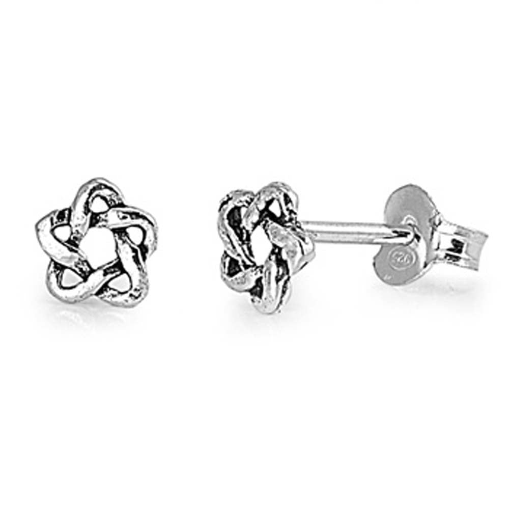 Sterling Silver Small Celtic Stud Earrings with Friction Back PostAnd Height 5MM