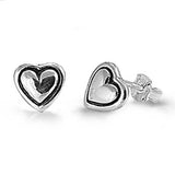 Sterling Silver Heart Shaped Small Stud EarringsAnd Earrings Height 7mm