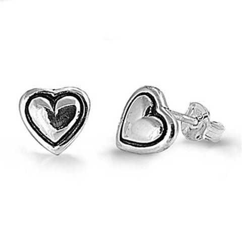 Sterling Silver Heart Shaped Small Stud EarringsAnd Earrings Height 7mm