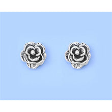 Load image into Gallery viewer, Sterling Silver Small Rose Stud Earrings with Friction Back PostAnd Height 6MM