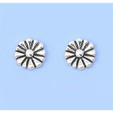 Sterling Silver Small Sunflower Stud Earrings with Friction Back PostAnd Height 6MM