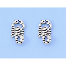 Load image into Gallery viewer, Sterling Silver Small Scorpion Stud Earrings with Friction Back PostAnd Height 9MM