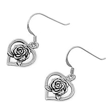 Load image into Gallery viewer, Sterling Silver Heart And Rose Shaped Plain EarringsAnd Earring Height 14 mm