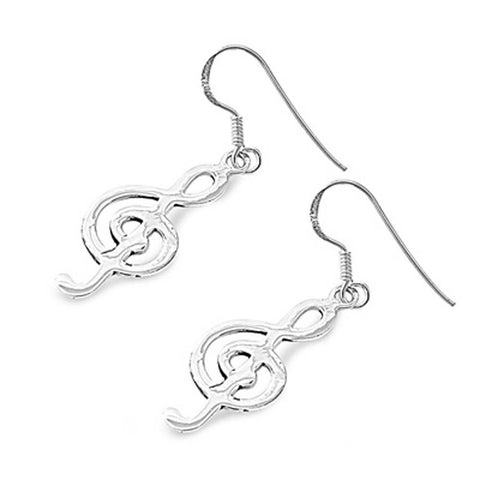 Sterling Silver Music Note Shaped Plain EarringsAnd Earring Height 27 mm